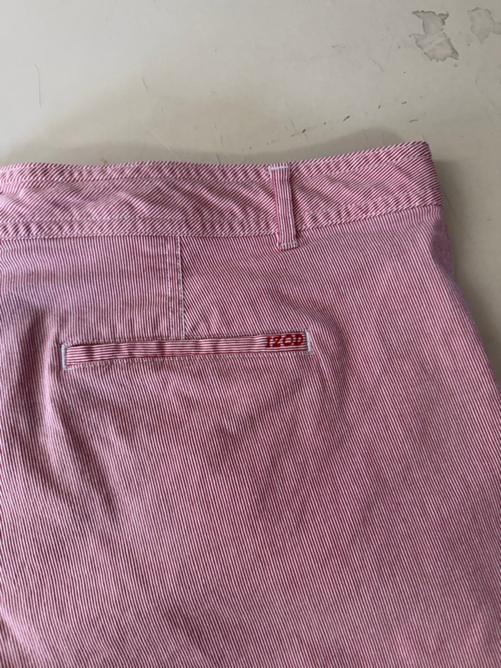 Izod Red/whiteCotton Bermuda Shorts with Front Pockets - Picture 5 of 10